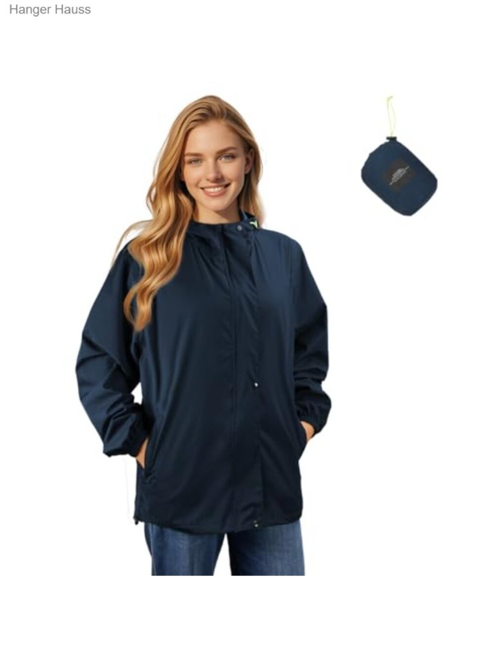 Waterproof Lightweight Packable Rain Jacket with Hood Windbreaker